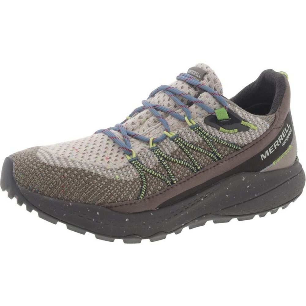 Merrell Women's Olive Green and Gray Trail Shoe with Blue Laces